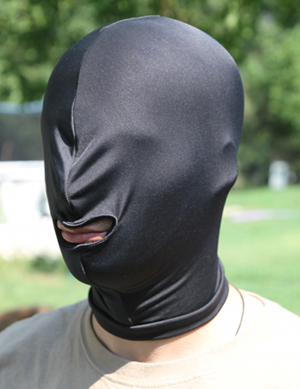 spandex hood mouth opening  bondage